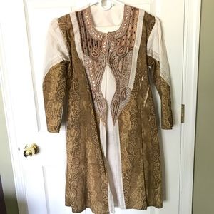 White and Gold Cotton Indian Dress